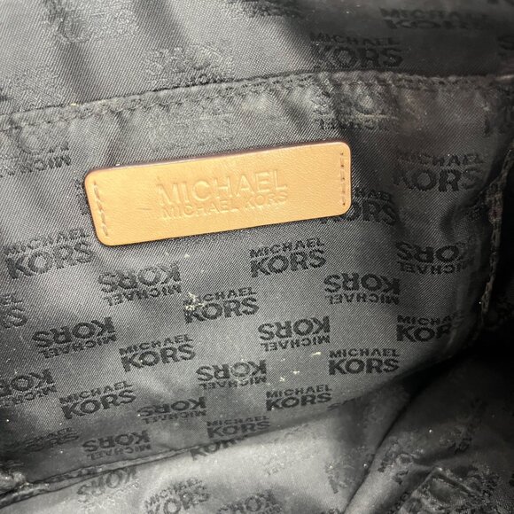 Michael Kors Black Leather Tote Bag With Tan Straps - Picture 4 of 6